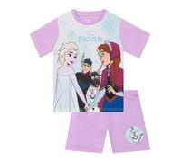Disney Pyjama Fille, Pyjamas La Reine des Neiges A Manches Courtes, Pyjama D'Été Enfant, Ensemble Pyjamas Fille Mignon, Violet 5-6 Ans
