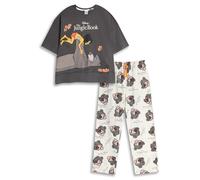 Disney Pyjama Le Livre de la Jungle pour Femme, Noir et Blanc cassé, Manches Courtes et Jambes Longues Dessin animé avec Baloo et Mowgli détente | Produits dérivés