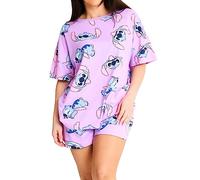 Disney Pyjama Lilo et Stitch pour Femme | Pyjama Femme Manches Courtes imprimé All-Over | Vêtements de Nuit Confortables pour Dames pour Les Fans de Stitch | Marchandise Officielle |L