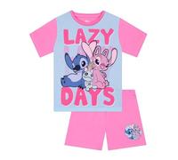 Disney Pyjama Lilo Et Stitch, Pyjama Fille Mignon Stitch, Manches Courtes, Pyjamas D’Été pour Enfants, Rose 7-8 Ans