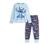 Disney Pyjama Lilo & Stitch Merry Stitchmas Unisexe pour Enfant, Manches Longues et Jambes Longues | Pyjama de Noël Bleu Clair, Bleu foncé et Rouge