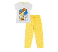 Disney Pyjama long en coton pour femme La Belle et la Bête, blanc, 46-48