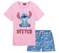 Disney Pyjama Stitch Fille, Ensemble de Pyjama Short Fille, Pyjama Ado Fille, Cadeau Fille Ado Vetement Enfant Fille Ado 4-14 Ans Stitch Bourriquet (Rose/Bleu Stitch, 9-10 Ans)