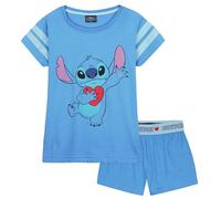 Disney Pyjama Stitch Fille, Ensemble de Pyjama Short Fille, Pyjama Ado Fille, Cadeau Fille Ado Vetement Enfant Fille Ado 4-14 Ans Stitch Bourriquet (Bleu Stitch, 9-10 Ans)