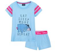 Disney Pyjama Stitch Fille, Ensemble de Pyjama Short Fille, Pyjama Ado Fille, Cadeau Fille Ado Vetement Enfant Fille Ado 4-14 Ans Stitch Bourriquet (Bleu Bourriquet, 9-10 Ans)