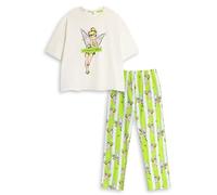 Disney Pyjama Vert à Manches Courtes et Jambes Longues Fée Clochette pour Femme | Pyjama rayé avec Motif Fée Clochette | Vêtements de Nuit Confortables | Produits