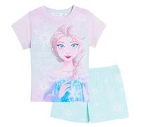 Disney Pyjamas Courts Frozen pour Filles Enfants, Ensemble de Pyjamas Elsa Shortie Pjs pour la Nuit, Bleu, 5-6 Ans