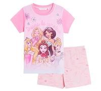 Disney Pyjamas Courts Princess pour Filles, Ensemble d'été avec Jasmine, Ariel, Belle, Cendrillon, et Raiponce, Rose, 7-8 Ans