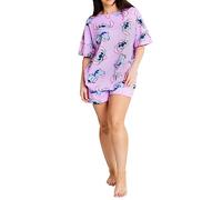 Disney Pyjamas Lilo et Stitch pour Femmes | Pyjama à Manches Courtes pour Femmes avec imprimé intégral | Pyjamas Confortables pour Dames pour Les Fans de Stitch | Marchandise Officielle | XL