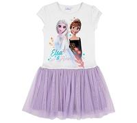 Disney Reine des Neiges 2 Robe Anna et ELSA Manches Courtes (Blanc/Violet, 104)