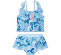 Disney Reine des Neiges Maillot de Bain Fille 3 à 8 Ans, Maillot de Bain 2 Pieces avec Haut et Jupe Courte, Ete Cadeau Fille (6-7 Ans, Bleu Frozen)