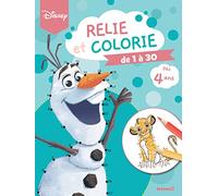 Disney - Relie et colorie - Je relie de 1 à 30 - Livre de coloriage avec points à relier - Dès 4 ans