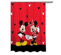 Disney Rideau de Douche Mickey Mouse et Minnie Mouse en Tissu - 177,8 x 182,9 cm, Red Shower Curtain, Includes (1) Fabric Shower Curtain