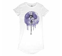 Disney Robe t-Shirt pour Femme | 100% Coton, Blanc | Robe t-Shirt Jack Skellington | Produit Officiel de l'étrange Noël de Monsieur Jack Skellington | L