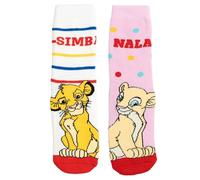 Disney Roi Lion Chaussettes ABS antidérapantes fille, Blanc/Rose (lot 2 paires), taille 27-30