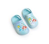 Disney Sabots Bleu Clair Ariel pour Filles, inspirés de La Petite Sirène | Sandales Plats aérés avec Bride arrière | Semelle intérieure moulée et Breloques Ariel et Polochon | Parfaits pour l'école