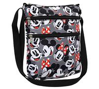 Disney Sac à bandoulière imprimé Mickey Minnie Mouse pour passeport de voyage, gris