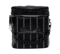 Disney Sac à bandoulière rectangulaire en cuir vegan Motif L'Étrange Noël de monsieur Jack rayé avec nœud papillon chauve-souris Noir, noir, 6.0" x 7.5"