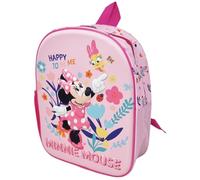 Disney Sac à dos d'école Minnie Mouse Happy to Be Me pour maternelle, couleur rose avec poche latérale
