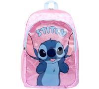 Disney Sac à dos d'école Stitch pour filles, sac à dos de voyage à paillettes multi-compartiments pour enfants, bretelles réglables et poche en maille, rose