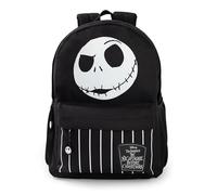 Disney Sac à dos Jack Skellington L'Étrange Noël de Monsieur Jack | Motif à rayures noires et blanches | Cartable zippé pour la rentrée et les livres | Produits dérivés