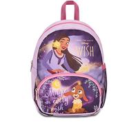 Disney Sac à Dos Maternelle Petite Taille Wish, Lilas - Poches latérales Porte-Bouteille, Poche Avant, Sac à Dos Maternelle Fille - Sac à Dos Scolaire Enfant - Princesses Disney, Multicolore, Sac à