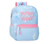 Disney Sac à dos pour enfant Mickey vibes, sac à dos d'école, en polyester, poches latérales, larges bretelles réglables, poignée supérieure pour accrocher, système Magic Fix.