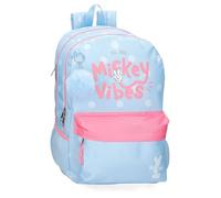 Disney Sac à dos pour enfant Mickey vibes, sac à dos d'école, en polyester, poches latérales, larges bretelles réglables, poignée supérieure pour accrocher, système Magic Fix.