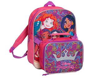 Disney Sac à dos princesse avec sac à déjeuner pour filles - Ensemble de 2 pièces - Sac à dos isotherme assorti pour aliments froids ou chauds