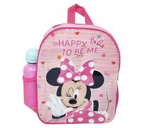 Disney Sac à dos scolaire Minnie Mouse Mickey Happy to Be Me Couleur Rose avec bouteille 400 ml