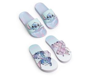 Disney Sandales Lilo & Stitch multicolores pour filles | Lot de 2 tongs avec motif Stitch et semelle tie-dye | Chaussures de plage pour enfants