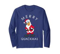 Disney Santa Donald Duck Joyeuses fêtes de Noël Manche Longue, Unisexe pour adultes, Bleu Marine, L