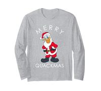 Disney Santa Donald Duck Joyeuses fêtes de Noël Manche Longue, Unisexe pour adultes, Gris Chiné, M