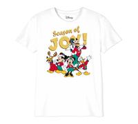 Disney « Season Joy Mickey and Co » BODMICKTS083 T-Shirt Garçon, Blanc, Taille 12 Ans