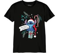 Disney « Seasons Greeting Stitch » BODLILOTS011 T-Shirt Garçon, Noir, Taille 08 Ans