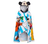Disney Serviette à capuche Mickey Mouse 100 % coton pour enfants, poncho de plage, serviette de bain