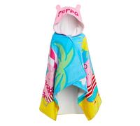 Disney Serviette à capuche Peppa Pig pour filles, poncho 100% coton, serviette de plage Peppa Family + Baby Evie pour enfants, serviette de bain, enveloppe de natation