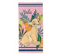 Disney Serviette de Plage Enfant 70x140 cm - Drap de Bain Officiel Vaiana et Le Roi Lion - 100% Polyester 280 GSM Doux - Séchage Rapide pour Piscine, Mer et Vacances (Rose, Nala Roi Lion)