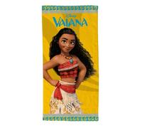 Disney Serviette de Plage Enfant 70x140 cm - Drap de Bain Officiel Vaiana et Le Roi Lion - 100% Polyester 280 GSM Doux - Séchage Rapide pour Piscine, Mer et Vacances (Jaune, Vaiana)
