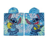 Serviette poncho à capuche officielle Disney Lilo et Stitch | Toucher super doux, motif paradis amusant | Peignoir à langer parfait pour la maison, le bain et la plage, multicolore, 115 x 50 cm