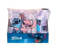DISNEY Set Couverture Polaire + Coussin Angel et Stitch - Couverture 100x140 cm, Coussin 35x35 cm