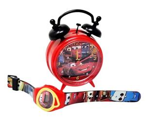 Disney Set Réveil de Table de Chevet Cars 2 et Montre Digitale Poignet Flash McQueen avec Bracelet Réglable