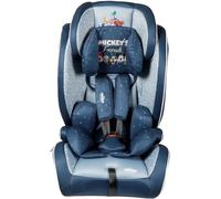Disney Siège auto Mickey Mouse avec fixation ISOFIX pour la sécurité des enfants d'une hauteur de 76 à 150 cm avec graphiques Mickey Mouse, Minnie, Donald, Pluto et Goofy sur fond bleu