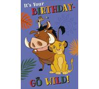Disney Simba Pumbaa Timon Carte d'anniversaire pour garçons, carte d'anniversaire pour garçons/filles, carte d'anniversaire pour frère, neveu, petit-fils, filleul - Carte d'anniversaire mignonne pour