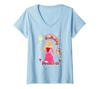 Disney Sleeping Beauty Birthday Princess With Aurora T-Shirt avec Col en V