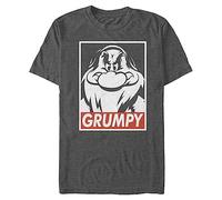 Disney Blanche-Neige et Sept Nains Grumpy Graphique T-Shirt, Gris foncé, M Homme
