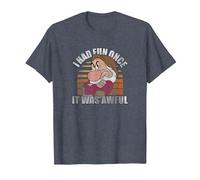 Disney Snow White Grumpy I Had Fun Once It Was Awful T-Shirt, Homme, Bleu Chiné, L
