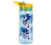 Disney Sonic le Hérisson Bouteille en plastique avec paille sans BPA - 580 ml Bouteille d'eau pour école pour garçons 100 % étanche Bouteille de boisson durable pour garçons