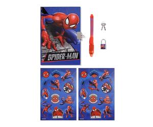 Disney Spider-Man Kids Coffret Cadeau avec Stylo Magique et Journal Intime Secret, Bleu, Ensemble de Papeterie Spiderman pour Enfants avec Journal Intime