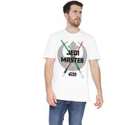 Disney Star Wars Lightsaber Jedi Master Dad Unisex T Shirt, White, Blanc, XXL Mixte